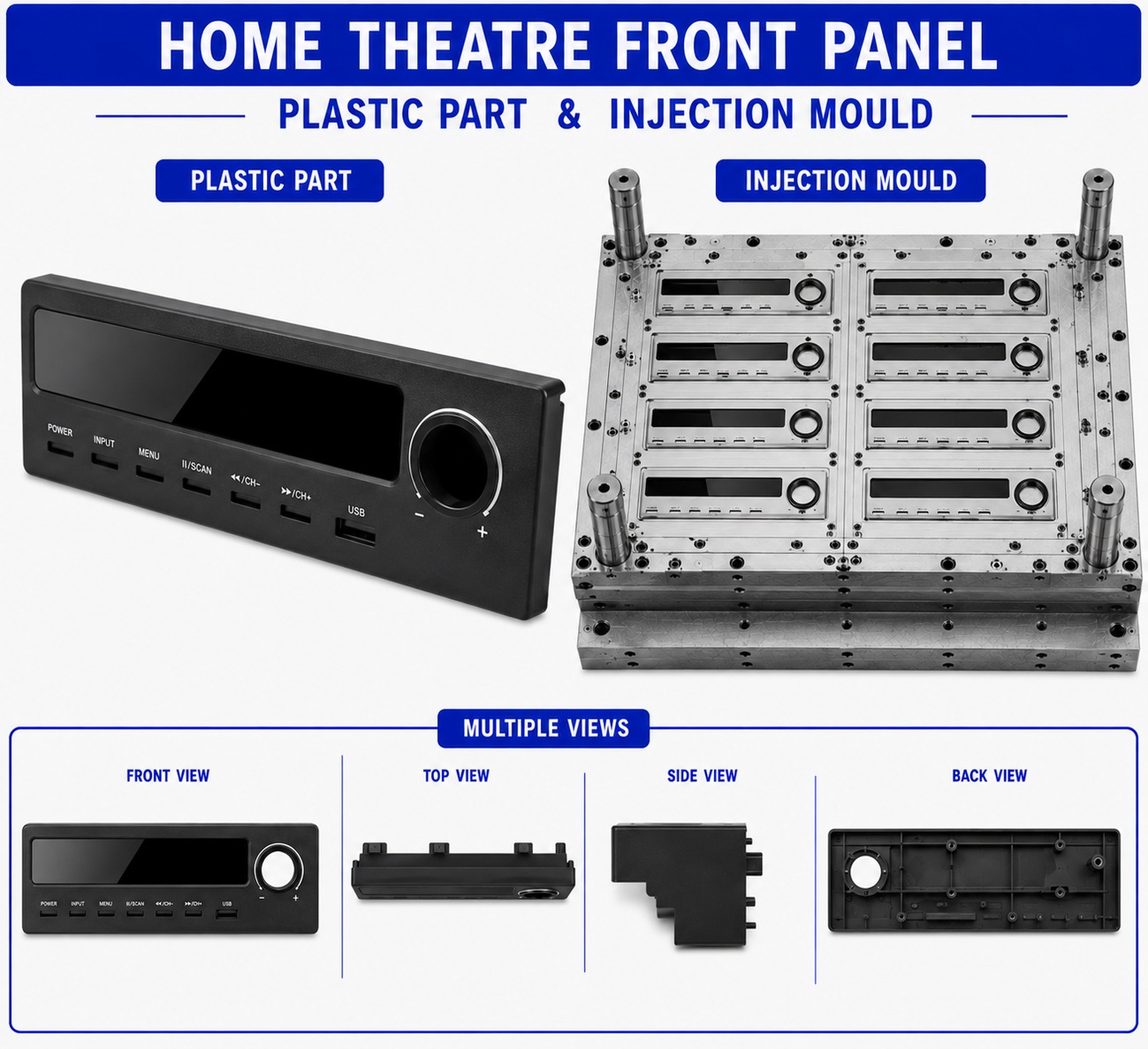 Home Theatre Plastic Front Panel Mould and Moulding Service